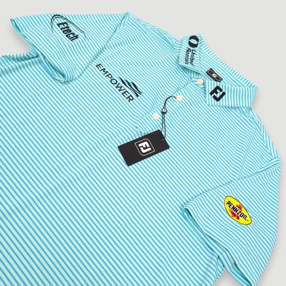 FootJoy x Davis Riley Tour Issue Multi Stripe Golf Polo Mens Medium Performance